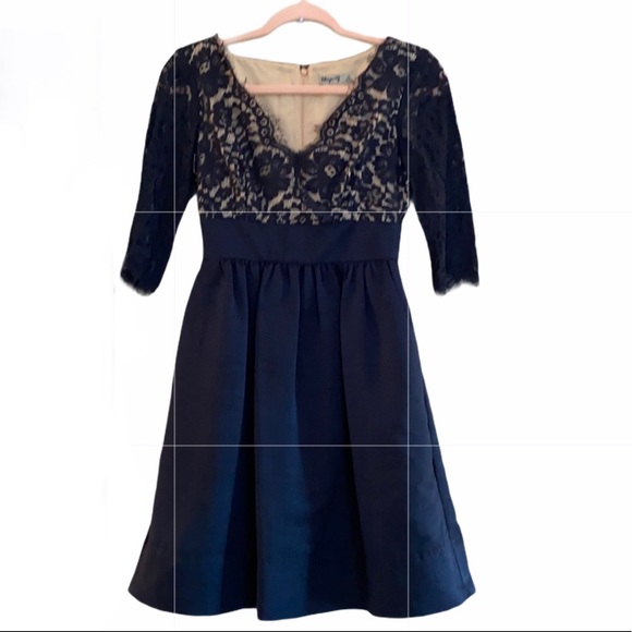 Eliza J Navy Quarter Sleeves Lace Cocktail Dress 2 - Picture 5 of 14